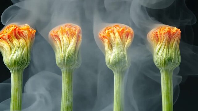 Floral buds in smoke