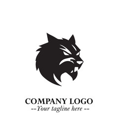 Fierce Head of Wolf Logo Symbol in Black on White Background with Bold Minimalist Modern Design