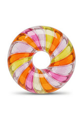 Obraz premium Colorful abstract donut shape with swirling stripes of pink orange and yellow