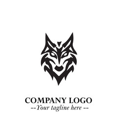 Obraz premium Fierce Head of Wolf Logo Symbol in Black on White Background with Bold Minimalist Modern Design