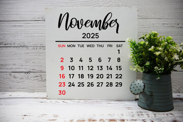 November 2025 annual monthly desk calendar for planning and management