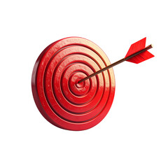 3D Gradient Arrow Hitting the Center of a Red SEO Target, Isolated on Transparent Background