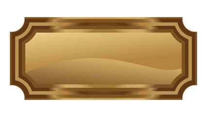 A shiny golden nameplate isolated on white background, perfect for adding a touch of elegance and sophistication to any design or presentation