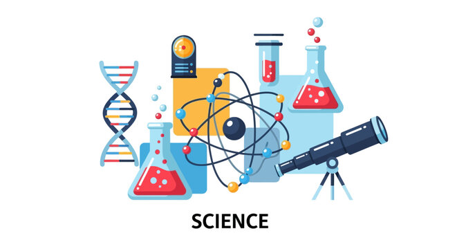 Conceptual scientific illustration showcasing diverse tools and structures for exploration