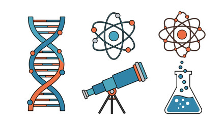 Whimsical science: Playful graphics of biology, chemistry, astronomy and scientific equipment