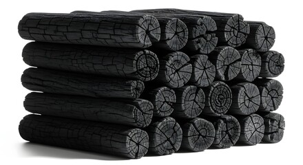 Charcoal Briquettes Stacked Up Close
