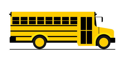 Old yellow school bus. Side view, vector image