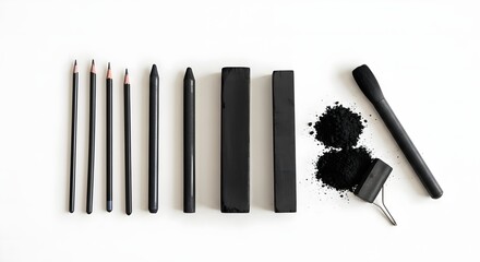 Charcoal Sticks Pencils and Brush for Drawing