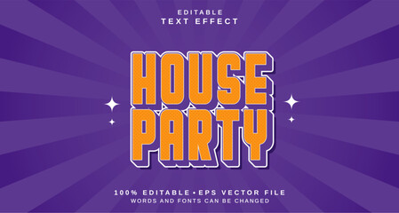 Editable text style effect - House Party text style theme.