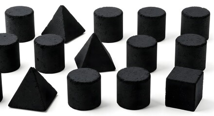 Black Geometric Shapes on White Background