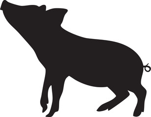 Editable Pig Silhouette Vector ;  Black Farm Animal Clipart for Graphic Design