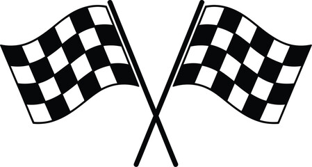 Checkered Flags Crossed Black and White Racing Finish Line