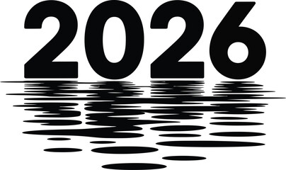 A modern bold typography design of the year 2026 with a water ripple effect