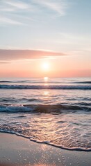 Serene seascape illuminated by the sunrise, a calming coastal moment