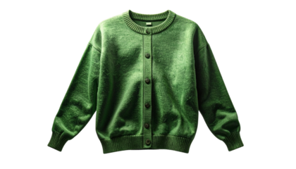 PNG Levitating Wool Sweater in Green Shade with Detailed Knit Pattern