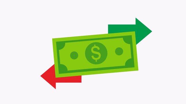 Dollar bill with red and green direction arrows, financial choices, investment concept, guidance, money management, finance strategies, wealth planning.