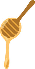 Organic Honey with Dipper Stick, Dropping Honey From Spoon, Fresh Sweet Honey Syrup illustration 