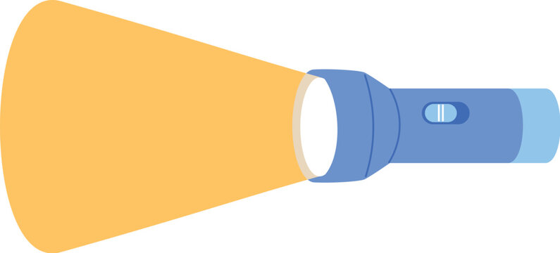 Isolated Blue Flashlight With Light Beam, Illuminating Blue Torchlight, Blue LED Flashlight with Bright Glow illustration