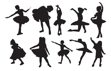 Obraz premium children dancing street dance silhouette vector .