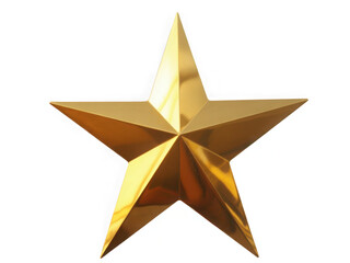 Fototapeta premium Golden star with shiny surface isolated on white background perfect for awards and decoration