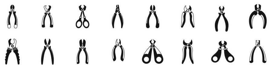 claw cutter icons set simple vector animal pet tool