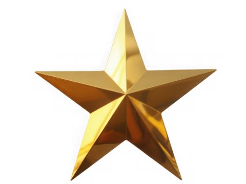 Golden star with shiny surface isolated on white background perfect for awards and decoration