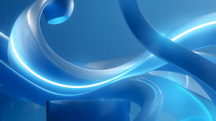 Abstract blue background with flowing wave lines and a futuristic gradient light design illustration