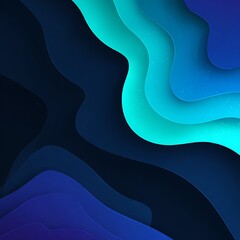 Abstract layers of blue and teal hues creating a wavy pattern with subtle gradients and shadows effect