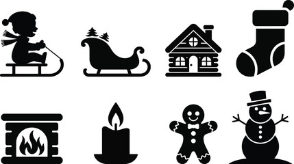 Festive christmas icons collection for holiday decoration and design projects