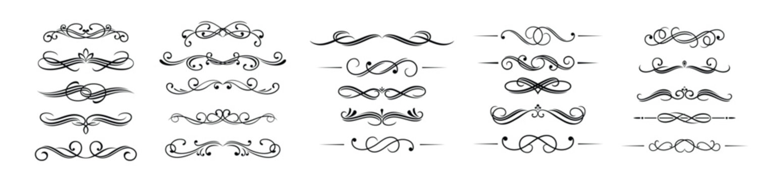 calligraphic elements and headers set