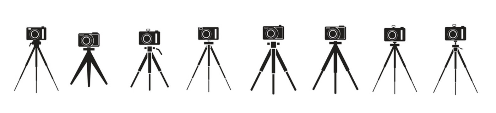 camera tripod silhouette vector illustration