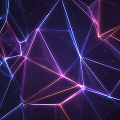 Abstract geometric network with glowing lines in blue purple and orange against a dark background space