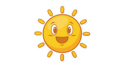 Smiling sun cartoon illustration isolated PNG with Transparent Background