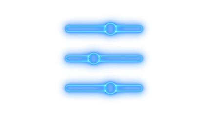 Obraz premium Glowing neon control sliders icon isolated on transparent background. Settings. Adjust. Volume. Faders. Interface.