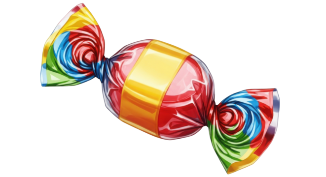 Wrapped candy illustration in colorful style isolated PNG with Transparent Background