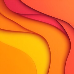 Abstract layered paper cut design in shades of orange yellow and pink creating a flowing wave pattern