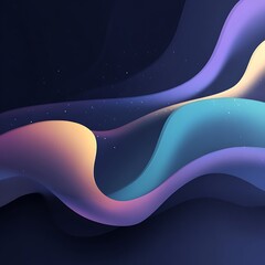 Abstract waves with gradient colors and starry background in a dark and dreamy illustration style