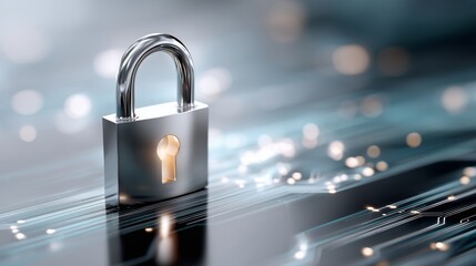 A sleek padlock stands prominently on a circuit board background, representing advanced encryption and data protection methods used in today's digital landscape