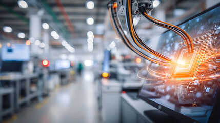 Ai agent revolutionizing industrial automation in smart factories digital environment futuristic concept