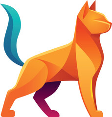 Origami-Katze &ndash; Geometrische Vektor llustration, Logo, Label