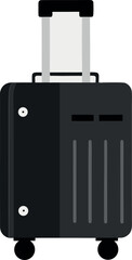 Simple black silhouette of a rolling suitcase with telescopic handle and wheels