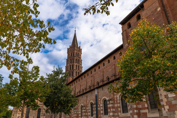 Saint-Sernin Basilica in autumn, in Toulouse, Occitania, France