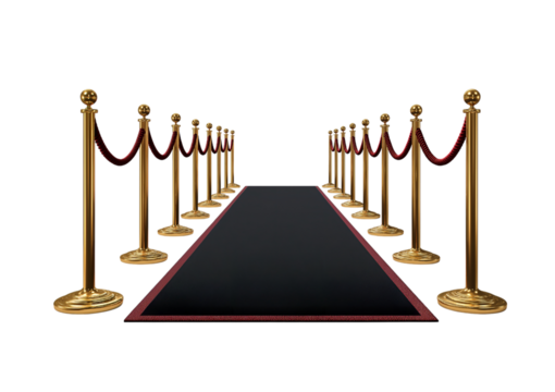 Red carpet with golden stanchions isolated on a transparent background 1