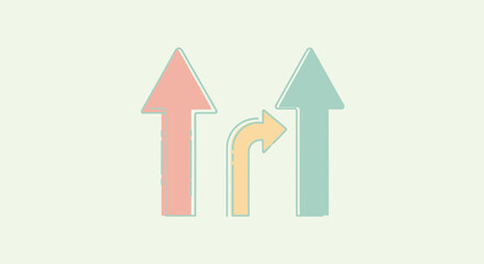 Directional Choices And Progress Arrows Illustrated On A Cream Background Of Minimalism