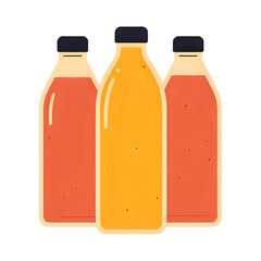 Three bottles of juice isolated on transparent background