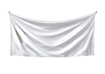 White Fabric Banner with Grommets isolated on a transparent background