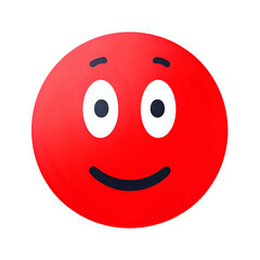 Funny cartoon red smiley face isolated on transparent background