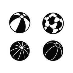 Obraz premium black and white ball icons set including soccer and beach ball vector illustration.eps