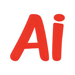 Red ai logo symbol isolated on transparent background