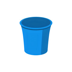 Blue plastic waste bin isolated on transparent background